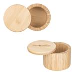 HST23431 Round Bamboo Salt Box With Magnetic Lid And Custom Imprint